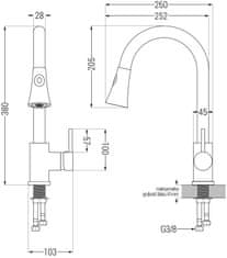 Mexen Elia, vysoká drezová batéria h-380, biela, 670101-20