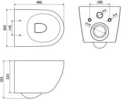 Mexen Lena, závesná toaletná misa 480x360x355 mm s pomaly padajúcim sedátkom, tmavá šedá, 30224071