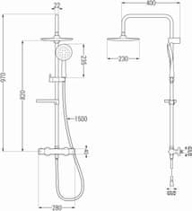 Mexen KX33 sprchový set s termostatickou batériou Kai, chrómová, 771503391-00