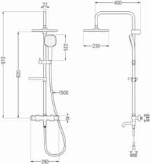 Mexen KX33 sprchový set s termostatickou vaňovou batériou Kai, biela-chrómová, 779003391-21