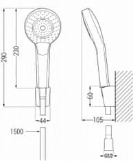 Mexen Sabre R05 vaňová batéria so sprchovým setom, biela - 7213R05-20