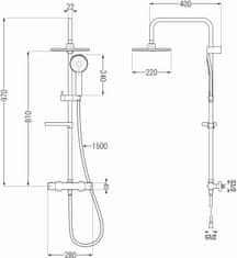 Mexen KX40 sprchový set s termostatickou batériou Kai, čierna, 771504091-70