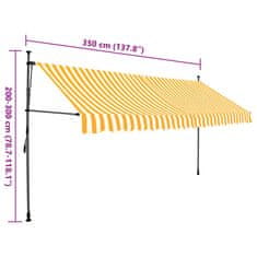 Vidaxl Ručne zaťahovacia markíza s LED 350 cm, bielo oranžová