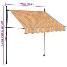 Vidaxl Ručne zaťahovacia markíza s LED 100 cm, žlto modrá