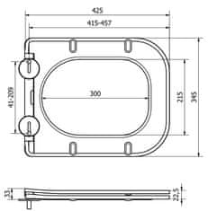 Mexen WC sedátko SLIM DUROPLAST na wc misu Teo, Elis (0801), soft-close, 39060100