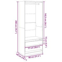 Petromila vidaXL Šatník biely 80x50x200 cm kompozitné drevo