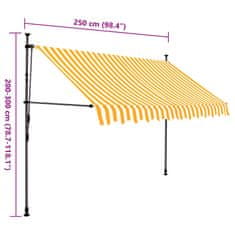 Vidaxl Ručne zaťahovacia markíza s LED 250 cm, bielo oranžová