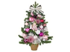 LAALU Zdobený umelý vianočný stromček PREMIUM PINK 75 cm V KVETINÁČI
