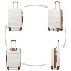 KONO Béžová sada luxusných kufrov s TSA zámkom "Travelmania" - veľ. S, M, L, XL