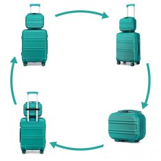 KONO Zelená sada luxusných kufrov s TSA zámkom "Travelmania" - veľ. S, M, L, XL