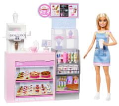 Mattel Barbie Kavárna s panenkou, blond vlasy, kávovar a 10+ herních dílků HXN94