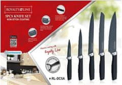Royalty Line 5-dielna súprava kuchynských nožov s nepriľnavým povrchom a škrabkou RL-DC5A / čierna/strieborná