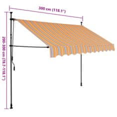 Vidaxl Ručne zaťahovacia markíza s LED 300 cm, žlto modrá