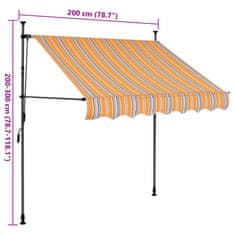 Vidaxl Ručne zaťahovacia markíza s LED 200 cm, žlto modrá