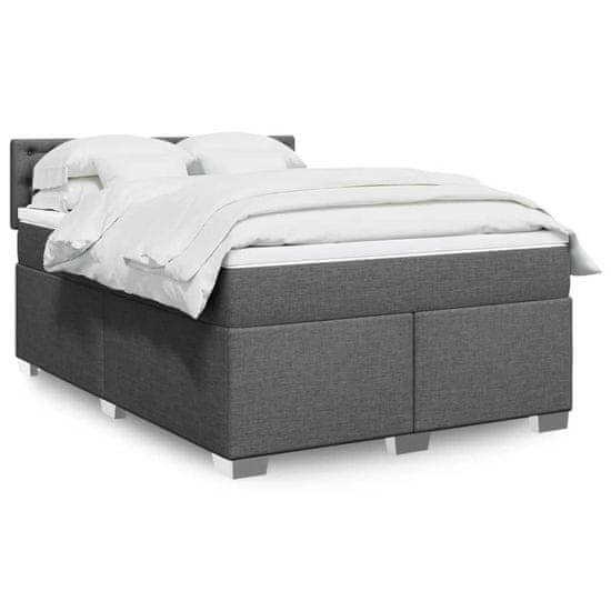 shumee Boxspring posteľ s matracom tmavosivá 140x200 cm látka