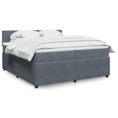 shumee Posteľný rám boxspring s matracom tmavosivý 200x200 cm zamat