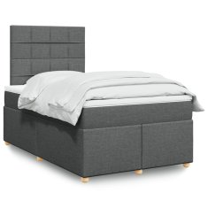 shumee Boxspring posteľ s matracom, tmavosivá 120x190 cm, látka