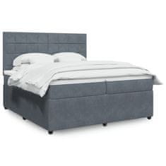 shumee Posteľný rám boxspring s matracom tmavosivý 200x200 cm zamat