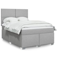 shumee Boxspring posteľ s matracom bledosivá 140x200 cm látka