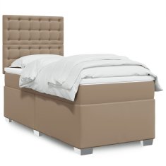 shumee Boxspring posteľ s matracom kapučínová 90x190 cm umelá koža