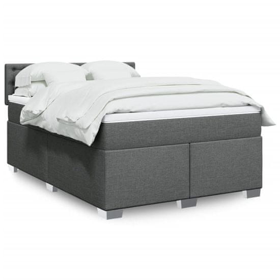 shumee Boxspring posteľ s matracom tmavosivá 160x200 cm látka