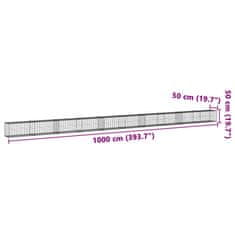 Petromila vidaXL Gabiónový kôš s krytom 1000x50x50 cm pozinkované železo