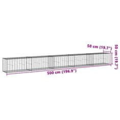 Petromila vidaXL Gabiónový kôš s krytom 500x50x50 cm pozinkované železo