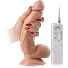 XSARA Realistický vibrátor žilnatý penis s velkými varlaty dildo na přísavce - 72865653