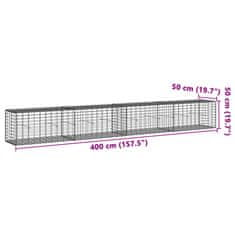 Petromila vidaXL Gabiónový kôš s krytom 400x50x50 cm pozinkované železo