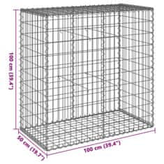 Vidaxl Gabiónový kôš s krytom 100x50x100 cm pozinkované železo