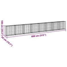 Petromila vidaXL Gabiónový kôš s krytom 800x50x100 cm pozinkované železo