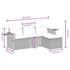 Petromila vidaXL 4-dielna záhr.sedacia súprava s vankúšmi mix béžovej polyratan