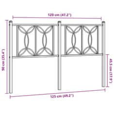 Vidaxl Kovové čelo postele biele 120 cm