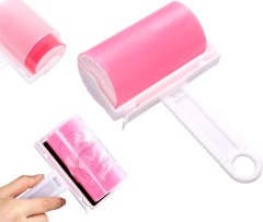 Camerazar Opakovane použiteľný gélový valček na čistenie vlasov z oblečenia, ružový, 17x10 cm