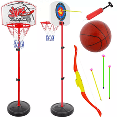 Kruzzel Nastavitelný Herní Set na Basketbal a Střelnici, Plast + Kov, Vícebarevný, 73-146 x 39 x 39 cm