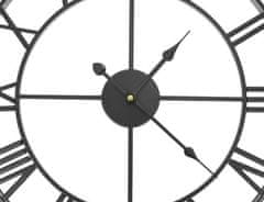 Ruhhy Nástenné hodiny v retro štýle, čierne, vyrobené z kovu a hliníka, priemer 47,5 cm