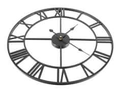 Ruhhy Nástenné hodiny v retro štýle, čierne, vyrobené z kovu a hliníka, priemer 47,5 cm