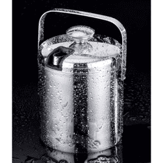 Ruhhy Vedro na ľad z nehrdzavejúcej ocele s kliešťami a lyžicou, objem 1,3 l, rozmery 20 x 14,5 cm