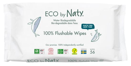 ECO by Naty ECO vlhčené obrúsky Naty bez vône - splachovateľné (56 ks)