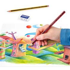 Staedtler Farebné pastelky "Noris Club" sada+grafitová ceruzka a guma, 12 farieb, šesťhranné 61 SET6