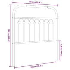 Vidaxl Kovové čelo postele biele 90 cm