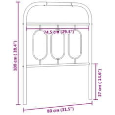 Vidaxl Kovové čelo postele čierne 75 cm