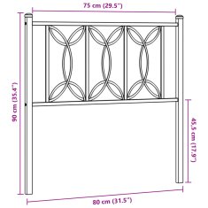 Vidaxl Kovové čelo postele biele 75 cm