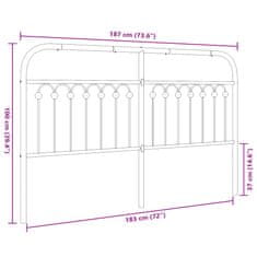 Vidaxl Kovové čelo postele, biele 180 cm