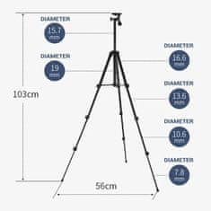 MG Tripod statív + bluetooth diaľkový ovládač, čierny