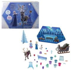 Mattel Frozen Adventní kalendář s malými panenkami Annou a Elsou 2024, 24 překvapení HWX20