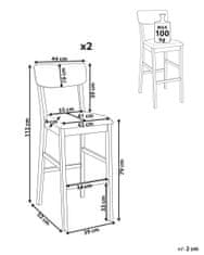 Beliani Barová stolička Sada 2 ks Svetlé drevo AMBLER