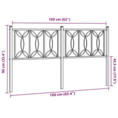 Vidaxl Kovové čelo postele biele 160 cm