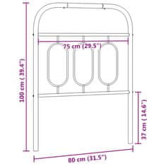 Vidaxl Kovové čelo postele biele 75 cm