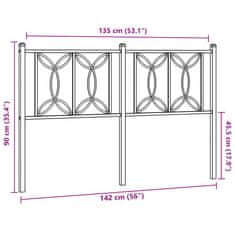 Vidaxl Kovové čelo postele, biele 135 cm